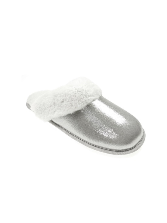 Mommy & Me Silver Faux Fur Slip-On Slippers for Kids - Picture 3 of 6